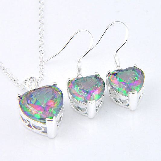 Rainbow Crystal Necklace and Earring set
